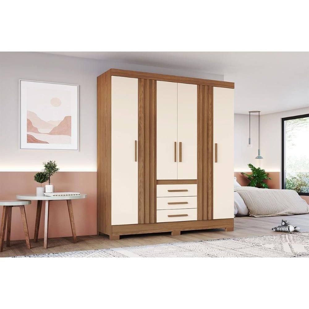 tripleS ヘリン AA352 352A Objekt Guarda Roupa Casal 6 Portas e 3 Gavetas C/ Pés Briz B375 Nature