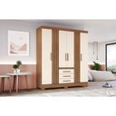 Ver imagem 1 de Guarda Roupa Casal 6 Portas e 3 Gavetas C/ Pés Briz B375 Nature/off White - Henn