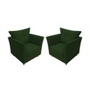 Ver imagem 1 de Kit 2 Poltronas Decorativa Isis Suede Verde Pés Madeira Mz Decor
