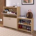 Ver imagem 3 de Sapateira Hall Entrada 2 Gaveta Basculante Puxador Concha Banco Prateleira Porta Sapatos Sala Quarto