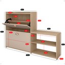 Ver imagem 7 de Sapateira Hall Entrada 2 Gaveta Basculante Puxador Concha Banco Prateleira Porta Sapatos Sala Quarto