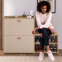 Ver imagem 2 de Sapateira Hall Entrada 2 Gaveta Basculante Puxador Concha Banco Prateleira Porta Sapatos Sala Quarto