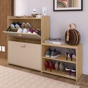 Ver imagem 3 de Sapateira Hall Entrada 2 Gaveta Basculante Puxador Concha Banco Prateleira Porta Sapatos Sala Quarto