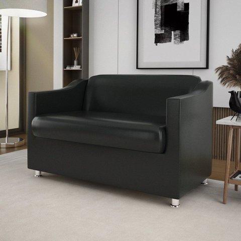 Sofá Namoradeira 2 Lugares Sala Descanso – Balaqui Decor Cor:Preto