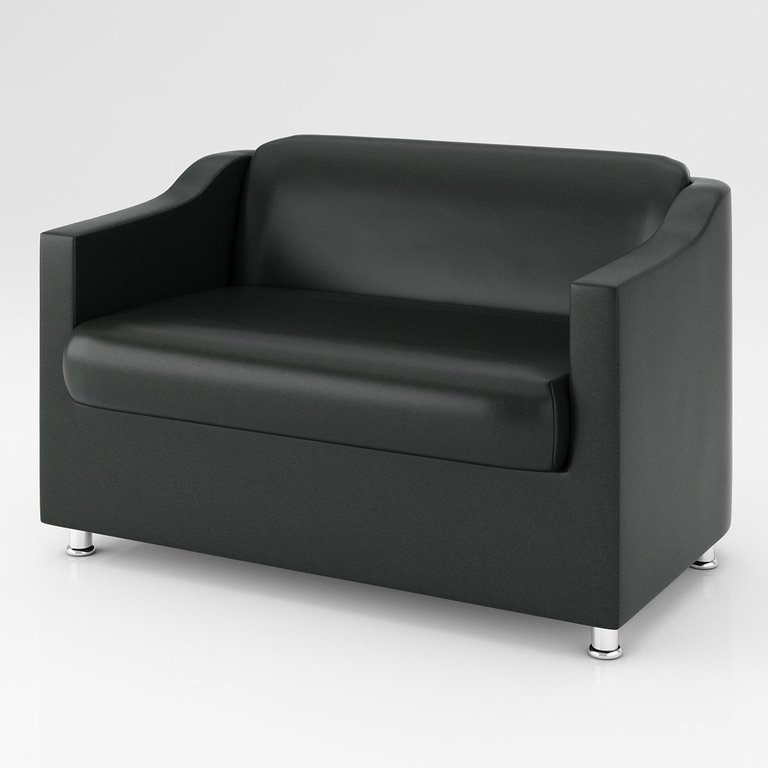 Sofá Namoradeira 2 Lugares Sala Descanso – Balaqui Decor Cor:Preto