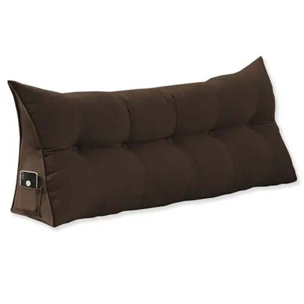 Almofada Cabeceira Encosto Apoio Lombar 90cm Solteiro Suede:marrom