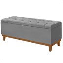 Ver imagem 1 de Recamier Baú Dubai Veludo Cinza Queen 1,50m Estofado Base Madeira