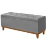 Recamier Baú Dubai Veludo Cinza Queen 1,50m Estofado Base Madeira - 1