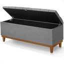 Ver imagem 2 de Recamier Baú Dubai Veludo Cinza Queen 1,50m Estofado Base Madeira