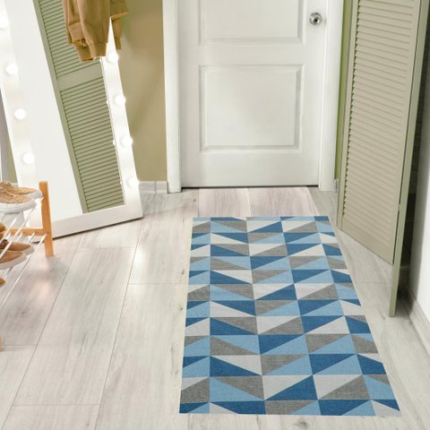 Tapete Passadeira Azul 1,35m X 50cm Quarto Sala ou Cozinha