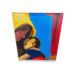 Mini Quadro de Mãe e Filho Decorativo Pintado a Mão 30x25cm - 6