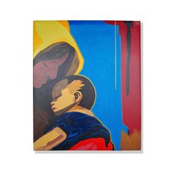 Mini Quadro de Mãe e Filho Decorativo Pintado a Mão 30x25cm - 2