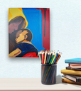 Ver imagem 1 de Mini Quadro de Mãe e Filho Decorativo Pintado a Mão 30x25cm
