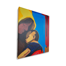 Mini Quadro de Mãe e Filho Decorativo Pintado a Mão 30x25cm - 3