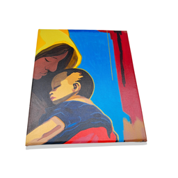 Mini Quadro de Mãe e Filho Decorativo Pintado a Mão 30x25cm - 5
