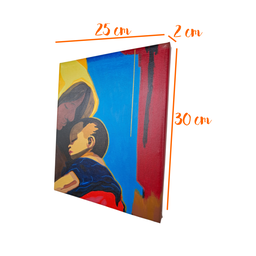 Mini Quadro de Mãe e Filho Decorativo Pintado a Mão 30x25cm - 7