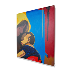 Mini Quadro de Mãe e Filho Decorativo Pintado a Mão 30x25cm - 4