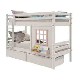 Beliche Infantil com Janela e Gavetas Madeira Maciça Branco/ Rosa Housin - 2