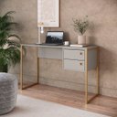 Ver imagem 1 de Mesa Escrivaninha Industrial Office 120cm com 2 Gavetas P1012 Arenas/dourado