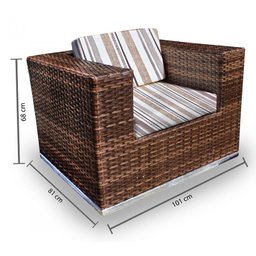 Conjunto Bora Bora - 1 Sofá 2 Lugares + 2 Poltronas + 1 Mesa de Centro - Campeche - 3