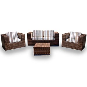 Conjunto Bora Bora - 1 Sofá 2 Lugares + 2 Poltronas + 1 Mesa de Centro - Campeche