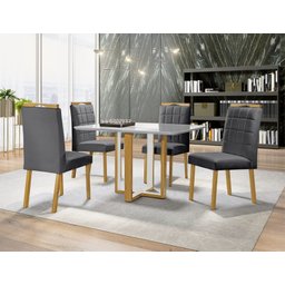 Sala de Jantar com Vidro 4 Cadeiras Madeira Maciça 1,20x0,80m - Atlas-madri - Art Salas - 1