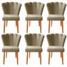 Kit 6 Cadeiras Poltrona Sala de Jantar Penteadeira Reforçada Decorativa Pétala Suede Capuccino - 1