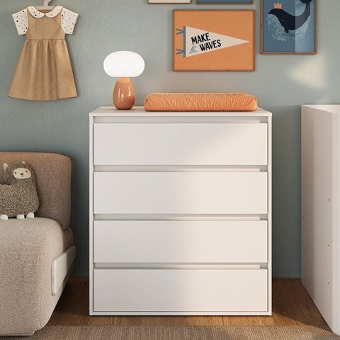 Cômoda 4 Gavetas Cor Branca Linha Essencial