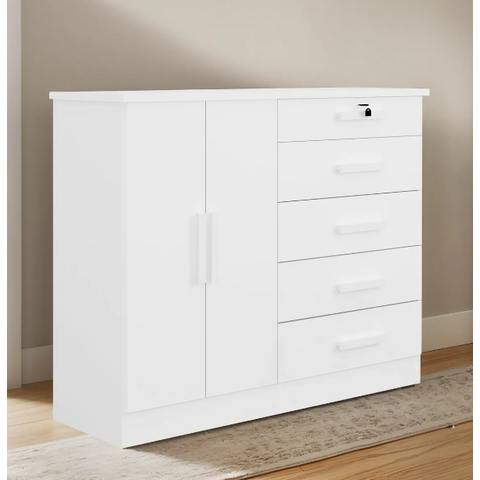 Cômoda New Athos 5 Gavetas com Sapateira Branco D Doro