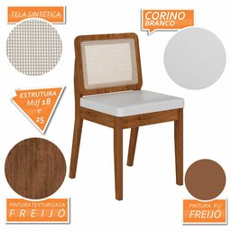 Kit 4 Cadeiras Sextavada Sydney Freijó/corino Branco - M. Arapongas Freijó/corino Branco - 4