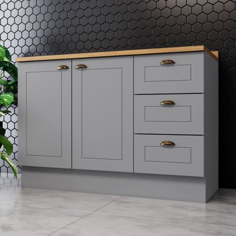 Balcão de Cozinha com Tampo Henn Americana 120cm 2 Portas Clássico