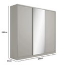 Ver imagem 3 de Guarda Roupa Casal 3 Portas de Correr 260cm com Espelho Mdf Cor:grigio
