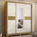Ver imagem 1 de Guarda Roupa Canada 202cm 3 Portas Freijó Off White com Espelho Moval