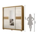 Ver imagem 4 de Guarda Roupa Canada 202cm 3 Portas Freijó Off White com Espelho Moval