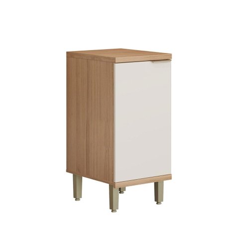 Balcão de Cozinha 40 cm Bless 1 Porta 100% MDF Jequitibá/Off White Fosco - Linea Brasil