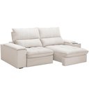 Ver imagem 3 de Sofá Retrátil Reclinável para Sala de Estar Living 210cm Nápoles F04 Bouclê Cru - Lyam Decor