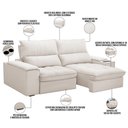 Ver imagem 5 de Sofá Retrátil Reclinável para Sala de Estar Living 210cm Nápoles F04 Bouclê Cru - Lyam Decor