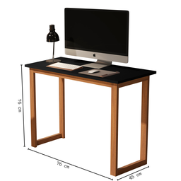 Mesa Estudo Para Notebook, Tampo MDF Pés Em Madeira:Preto - 3