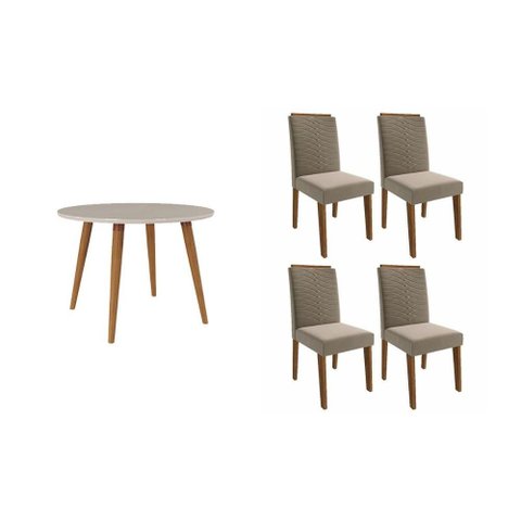Mesa Cozinha Dani 109 + 4 Cad Clarice Nature/Choco Cimol