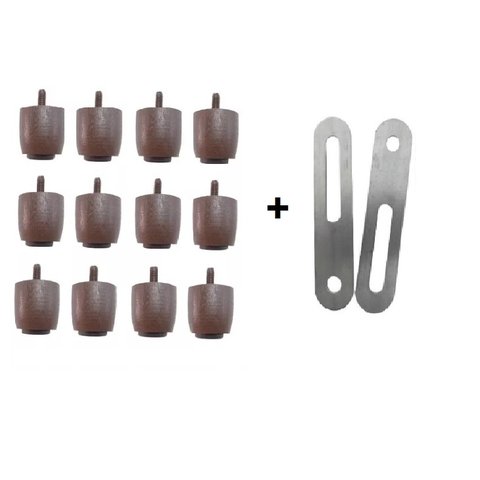 12 Pés Jr 4 Cm P/ Cama Box Baú Queen King + 2 Chapas União