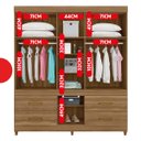 Ver imagem 7 de Guarda-Roupa Casal com Espelho 6 Portas Guarujá Marrom/Amendola