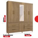 Ver mais imagens de Guarda-Roupa Casal com Espelho 6 Portas Guarujá Marrom/Amendola