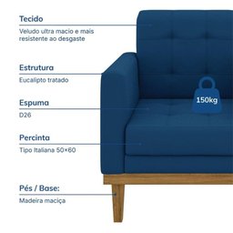 Poltrona Decorativa Fox em Veludo Just Time - 6