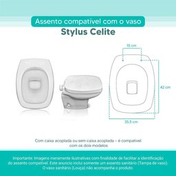 Tampa Vaso Sanitário Madeira Laqueada Stylus Branco para Bacia Celite - 3