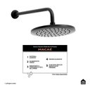 Ver imagem 2 de Ducha Chuveiro Redondo de Parede Macaé Pingoo.casa - Preto