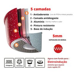 Leiteira Fervedor Caneco Antiaderente Ceramica Cooktop Fogão Indução Vermelho Volcano Euro Colorston - 3
