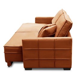Sofá Cama Retrátil e Reclinável 2,10m com Molas Karen Veludo Terracota Adonai Estofados - 6