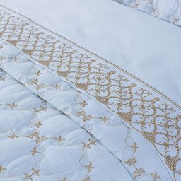 Kit Cobre Leito Colcha Garland Queen 100% Algodão 400 Fios Acetinado Bordado 5 Peças - Branco - 2
