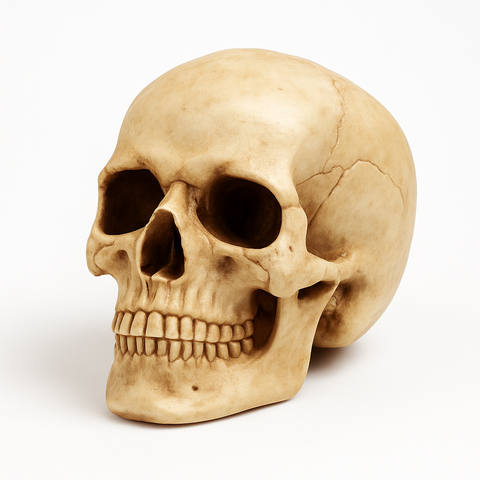 Enfeite Decorativo Cabeça Crânio Caveira Realista Extra Grande 13cm Presente Halloween Anatomia Ósse