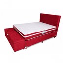 Ver imagem 1 de Kit Cama Box Casal Baú com Cabeceira e Recamier Molas Bonnel D28 20cm Vermelho Galeria Das Camas